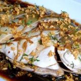 Garlic-Infused Steamed Pampano with imperial sauce 