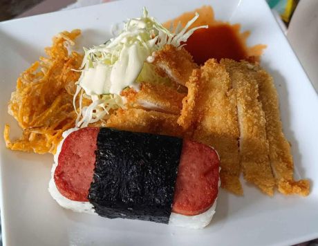 Picture of Tonkatsu COMBO with Spam Musubi and Vegetable Okoy